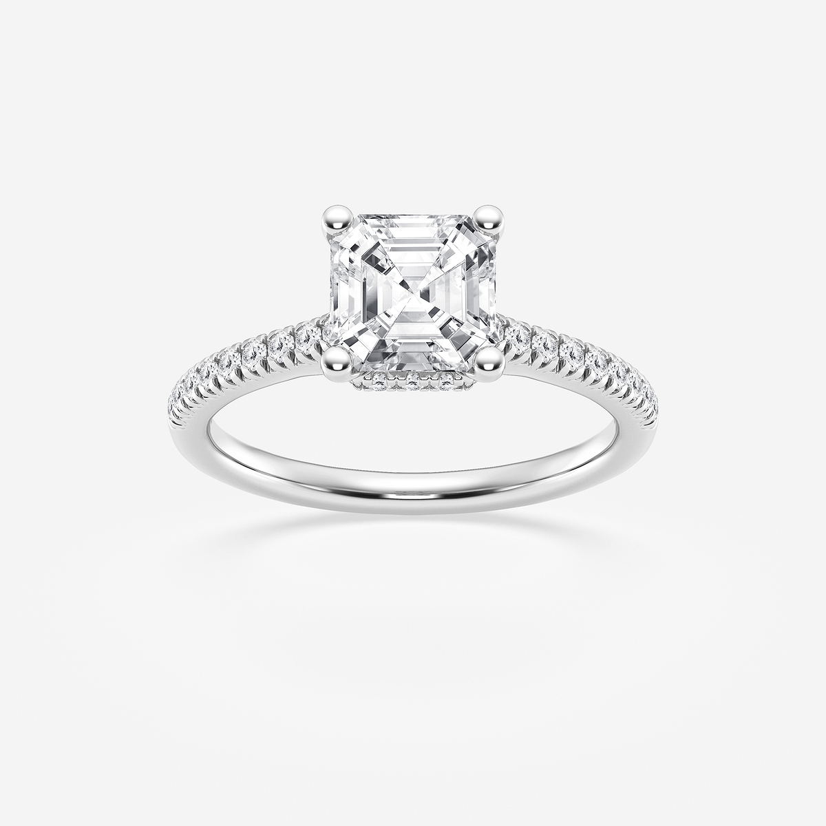 1 7/8 ctw Asscher Lab Grown Diamond Hidden Halo Engagement Ring