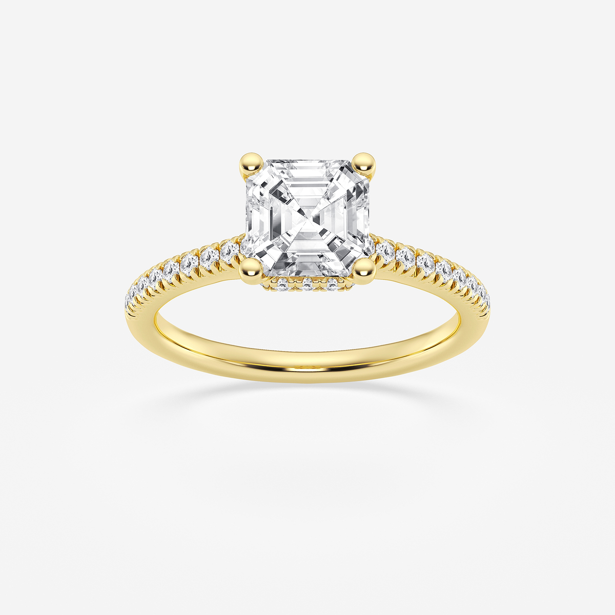 1 7/8 ctw Asscher Lab Grown Diamond Hidden Halo Engagement Ring