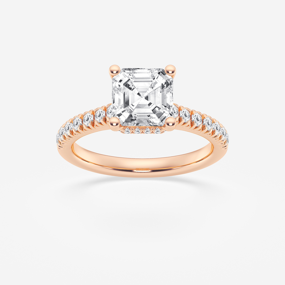 2 1/2 ctw Asscher Lab Grown Diamond Hidden Halo Engagement Ring