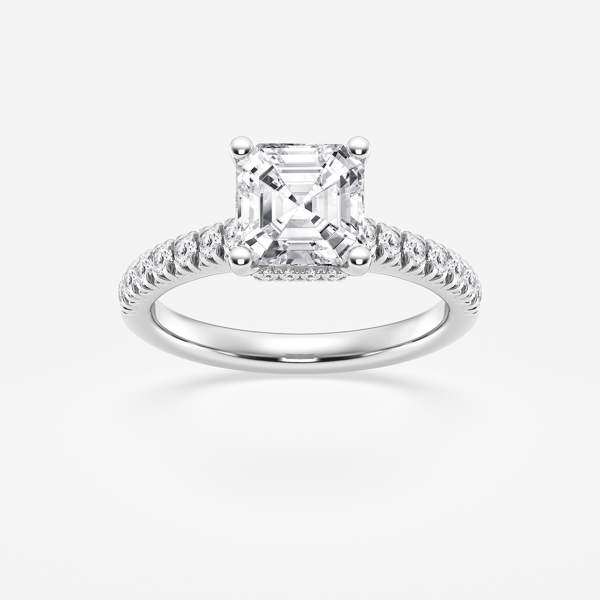 2 1/2 ctw Asscher Lab Grown Diamond Hidden Halo Engagement Ring
