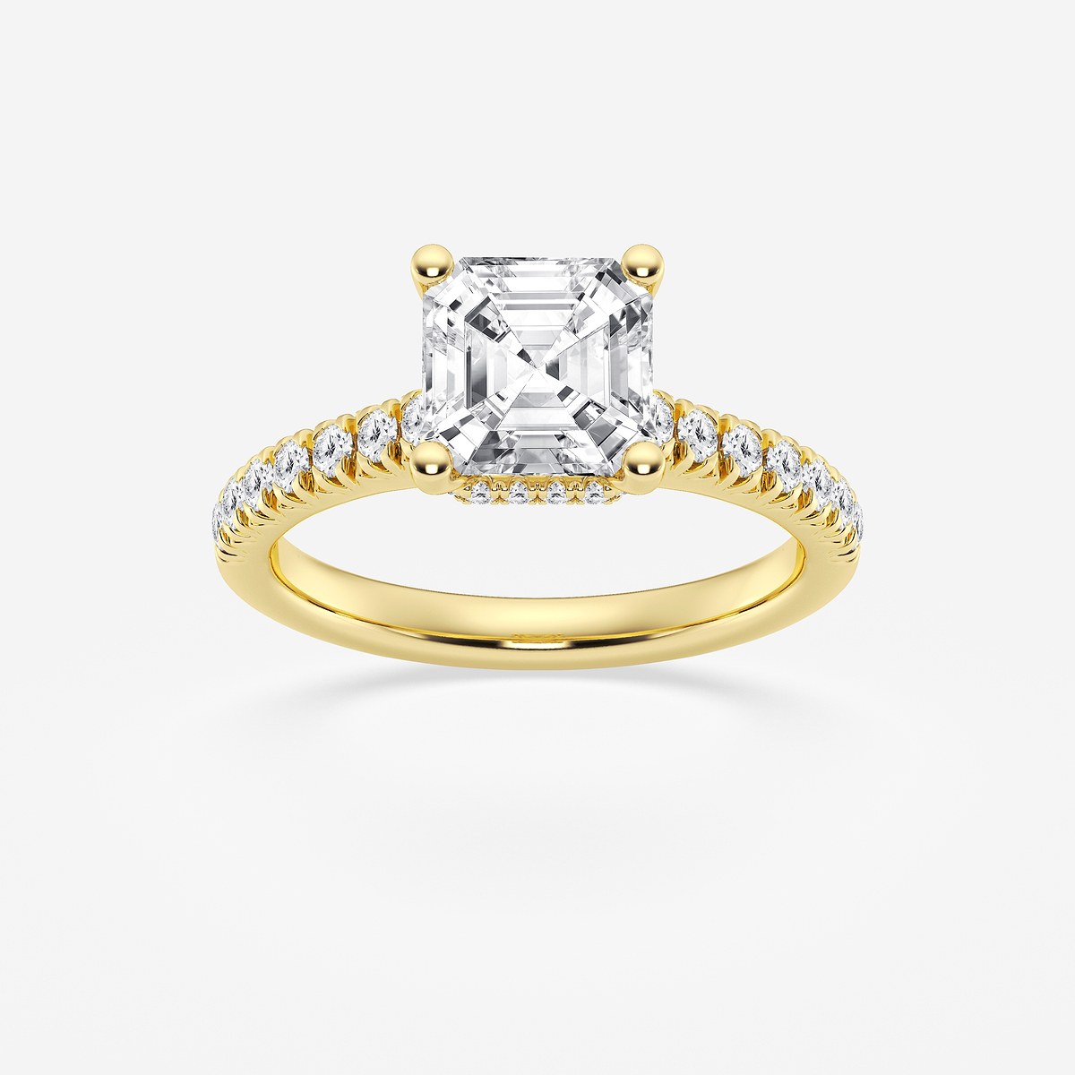 2 1/2 ctw Asscher Lab Grown Diamond Hidden Halo Engagement Ring