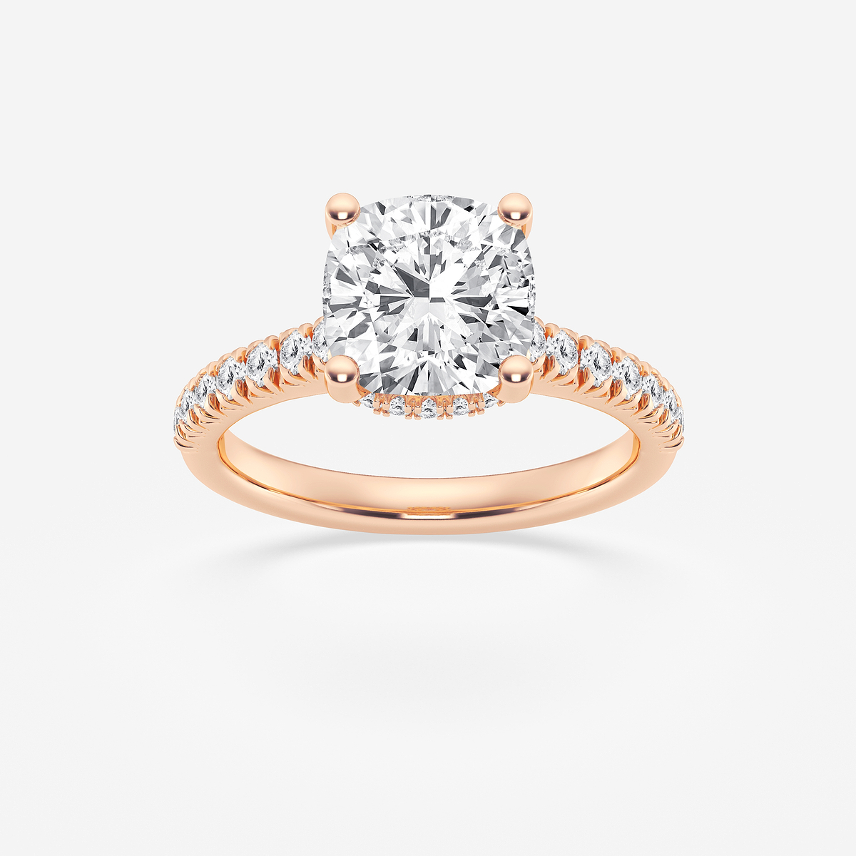 3 ctw Cushion Lab Grown Diamond Hidden Halo Engagement Ring