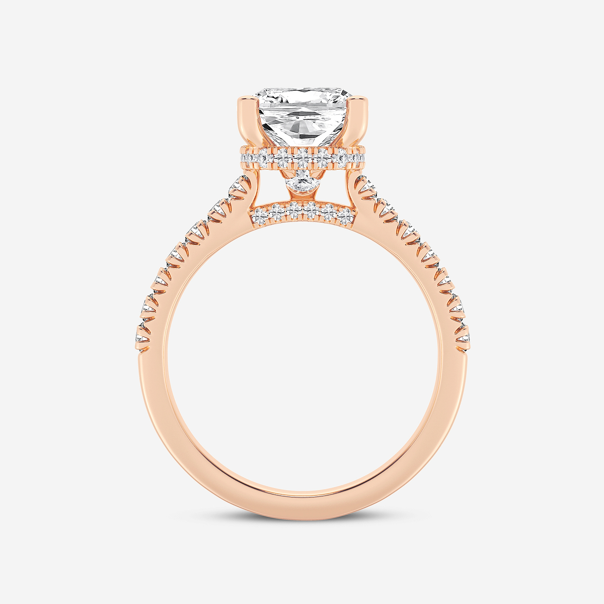 Additional Image 1 for  3 ctw Cushion Lab Grown Diamond Hidden Halo Engagement Ring