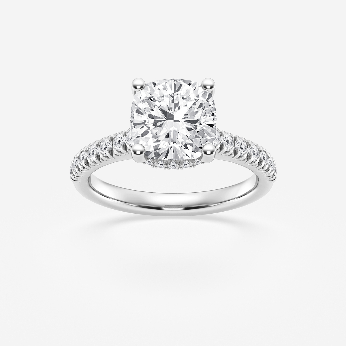 3 ctw Cushion Lab Grown Diamond Hidden Halo Engagement Ring