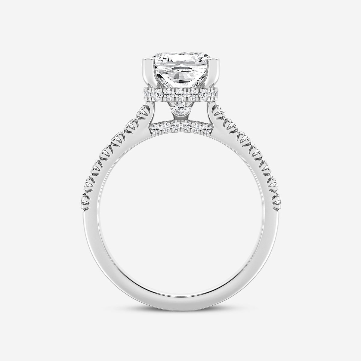 Additional Image 1 for  3 ctw Cushion Lab Grown Diamond Hidden Halo Engagement Ring
