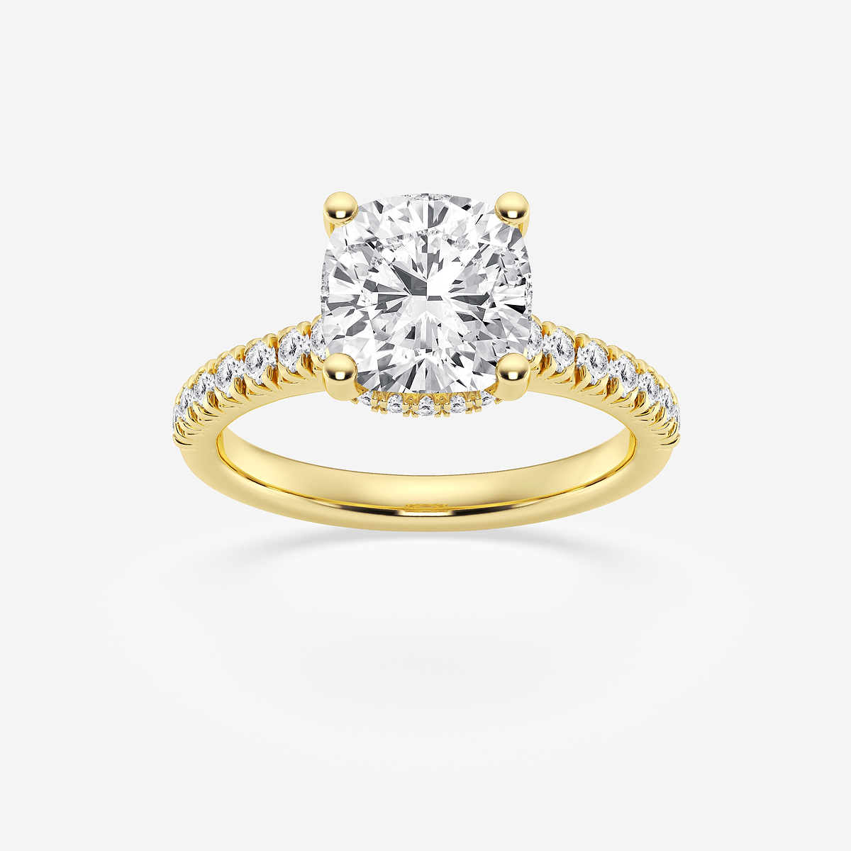 3 ctw Cushion Lab Grown Diamond Hidden Halo Engagement Ring