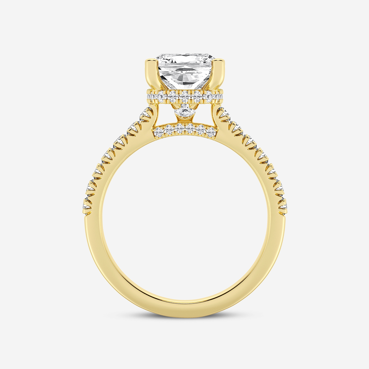 Additional Image 1 for  3 ctw Cushion Lab Grown Diamond Hidden Halo Engagement Ring