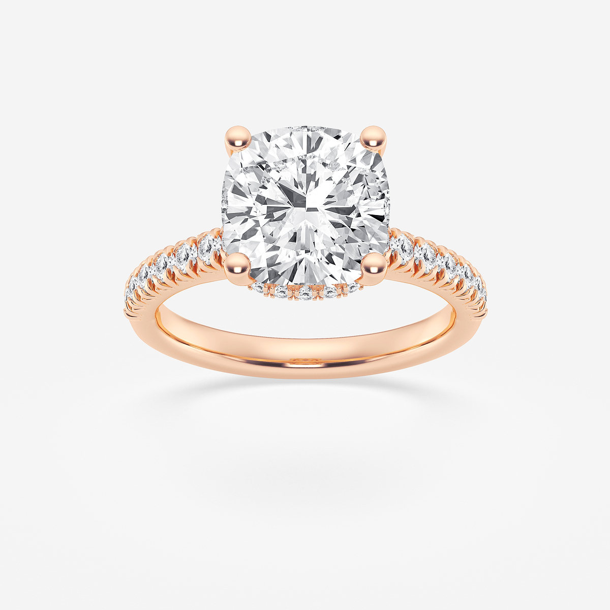 3 1/2 ctw Cushion Lab Grown Diamond Hidden Halo Engagement Ring