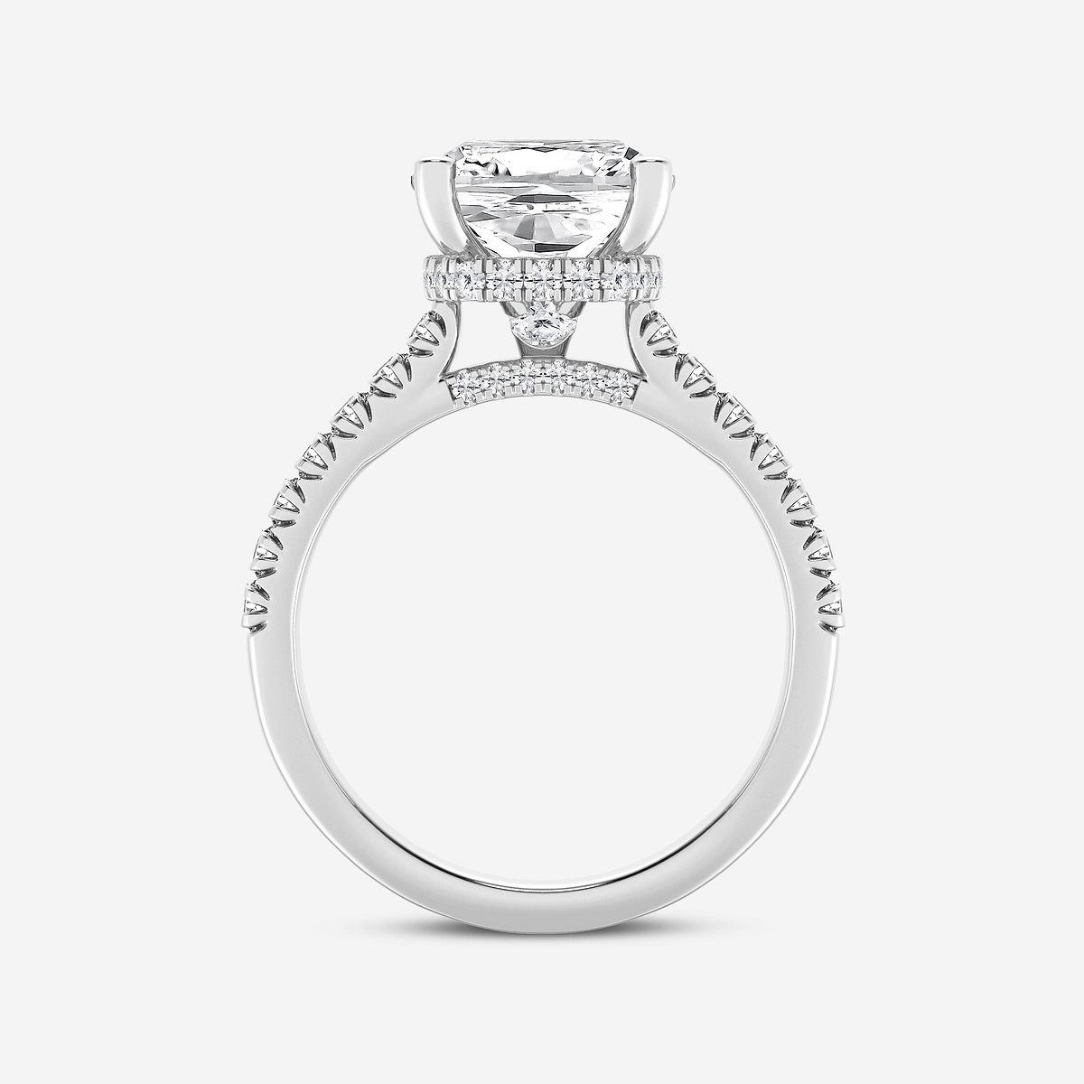Additional Image 1 for  3 1/2 ctw Cushion Lab Grown Diamond Hidden Halo Engagement Ring