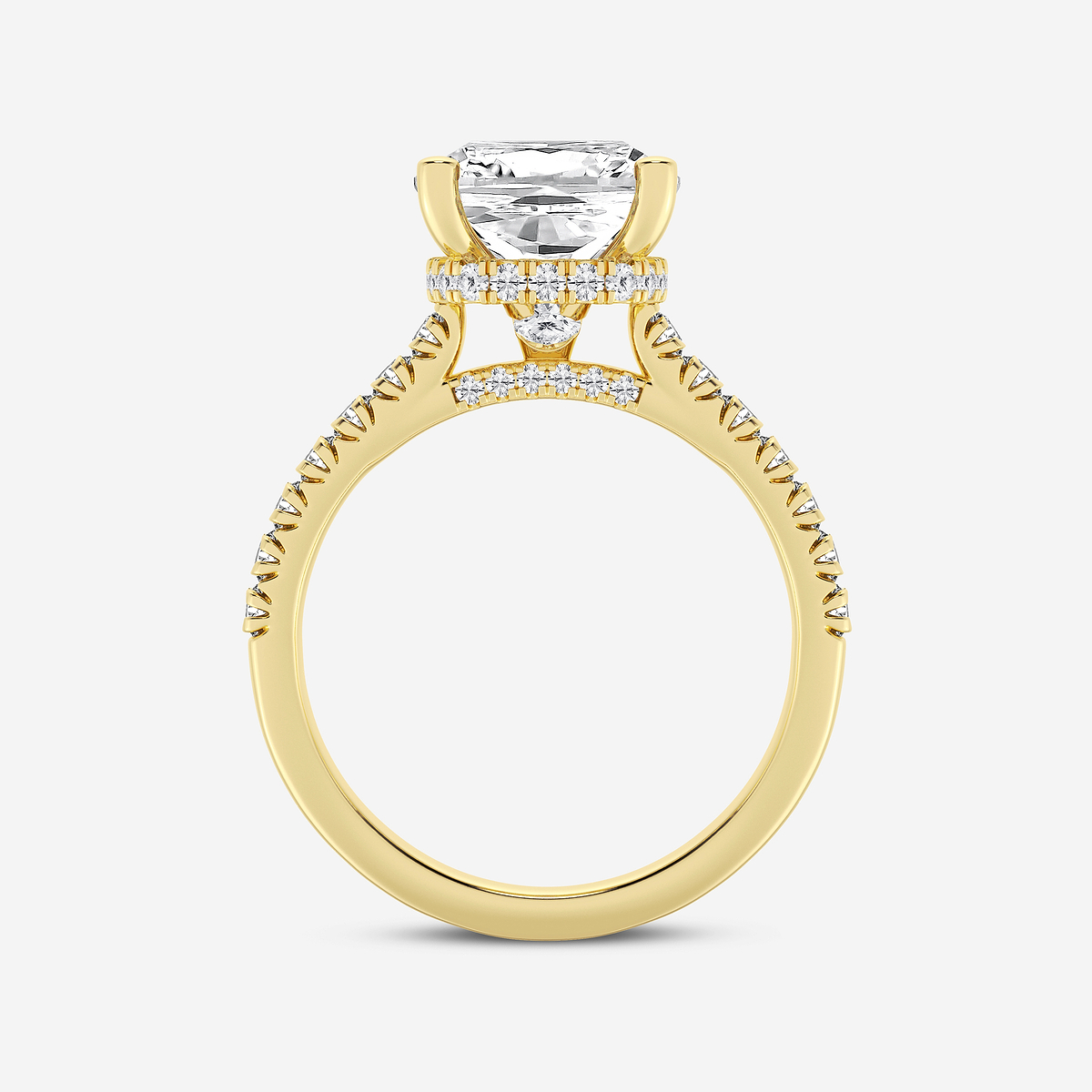 Additional Image 1 for  3 1/2 ctw Cushion Lab Grown Diamond Hidden Halo Engagement Ring