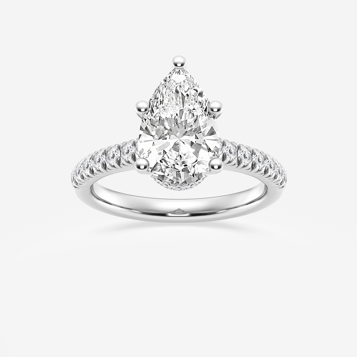 2 1/2 ctw Pear Lab Grown Diamond Hidden Halo Engagement Ring 14K White Gold, E, VS1