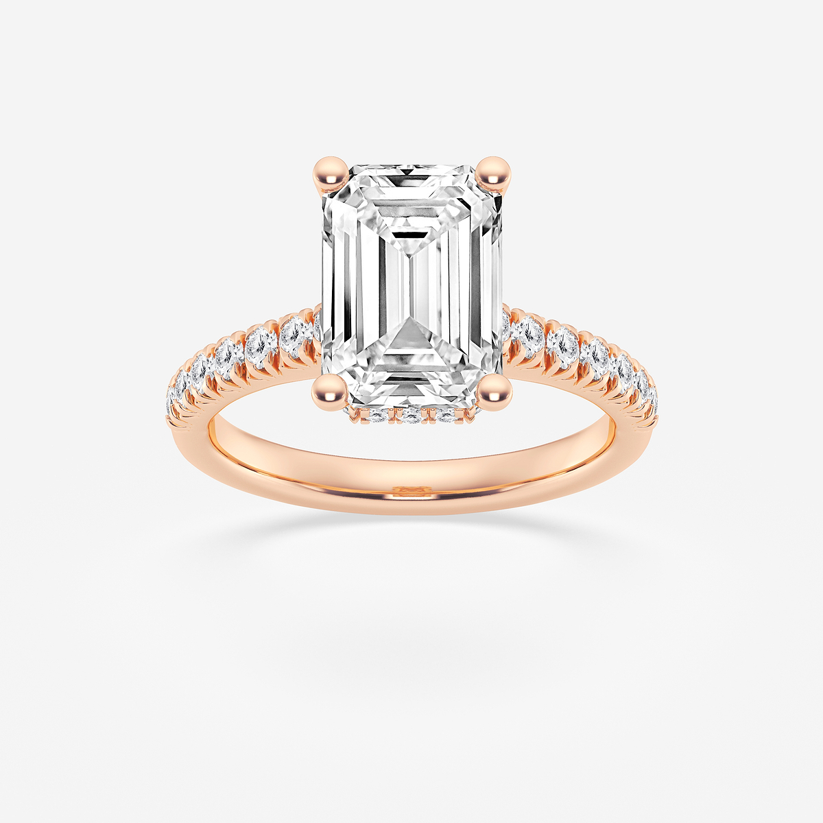 3 1/2 ctw Emerald Lab Grown Diamond Hidden Halo Engagement Ring