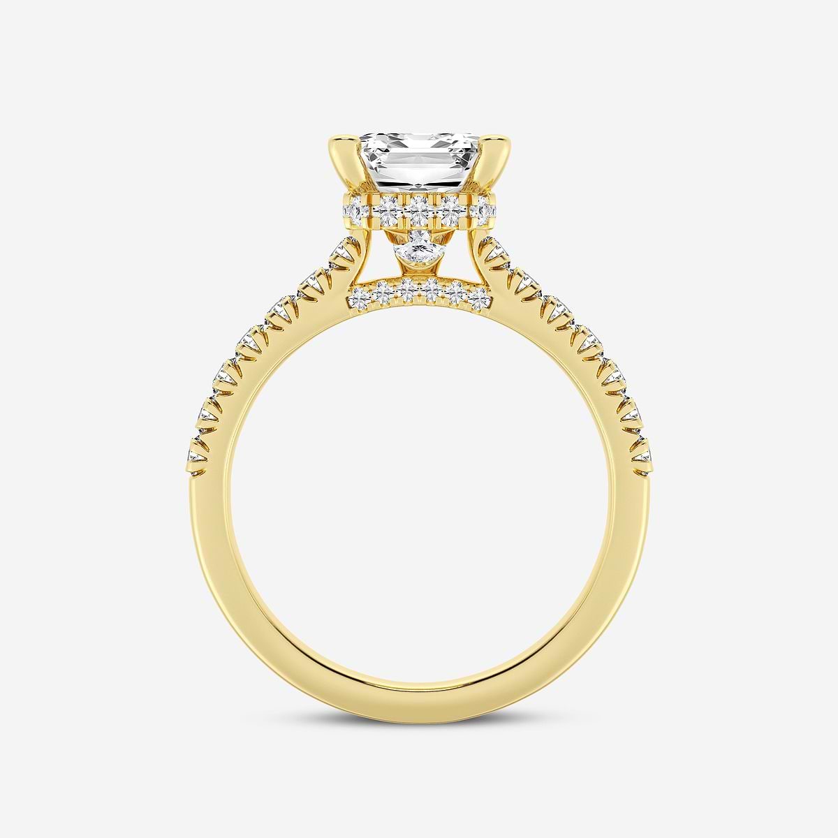 3 1/2 ctw Emerald Lab Grown Diamond Hidden Halo Engagement Ring 14K Yellow Gold, F, VS2
