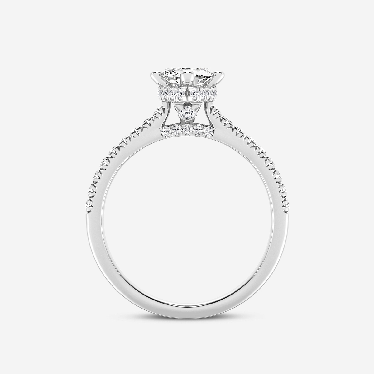 1 7/8 ctw Marquise Lab Grown Diamond Hidden Halo Engagement Ring 14K White Gold, E, VS1