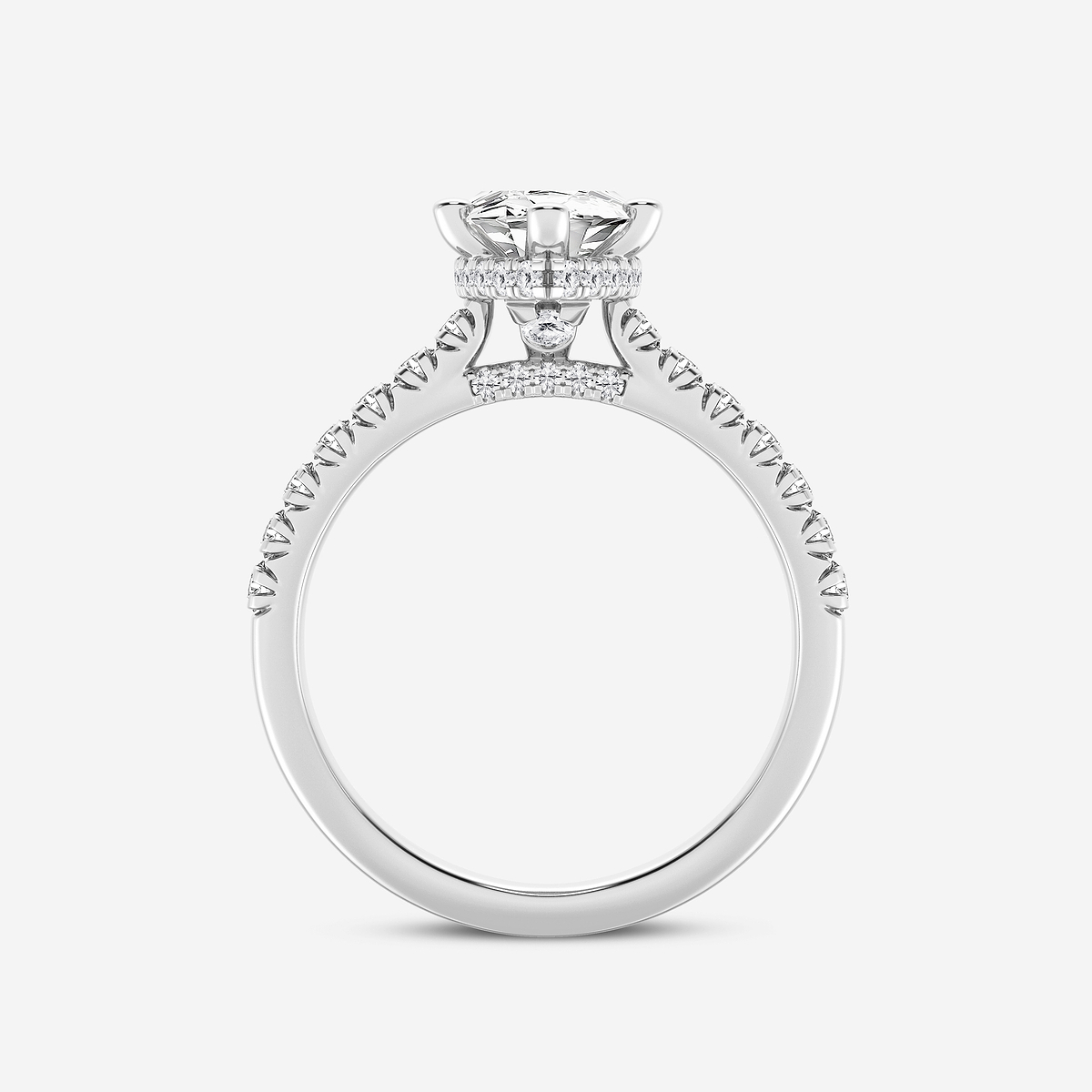 2 1/2 ctw Marquise Lab Grown Diamond Hidden Halo Engagement Ring 14K White Gold, E, VS1