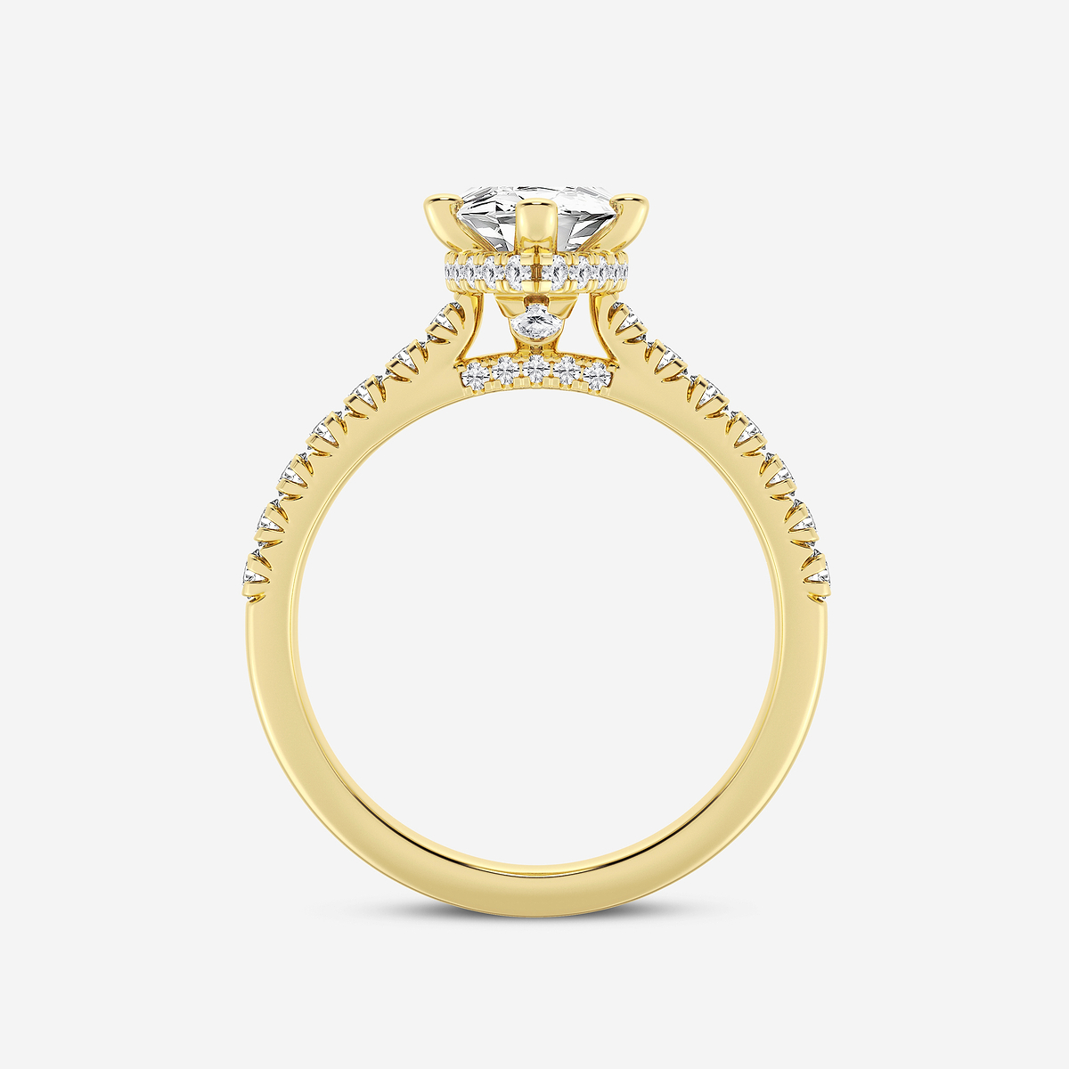 2 1/2 ctw Marquise Lab Grown Diamond Hidden Halo Engagement Ring 14K Yellow Gold, F, VS2
