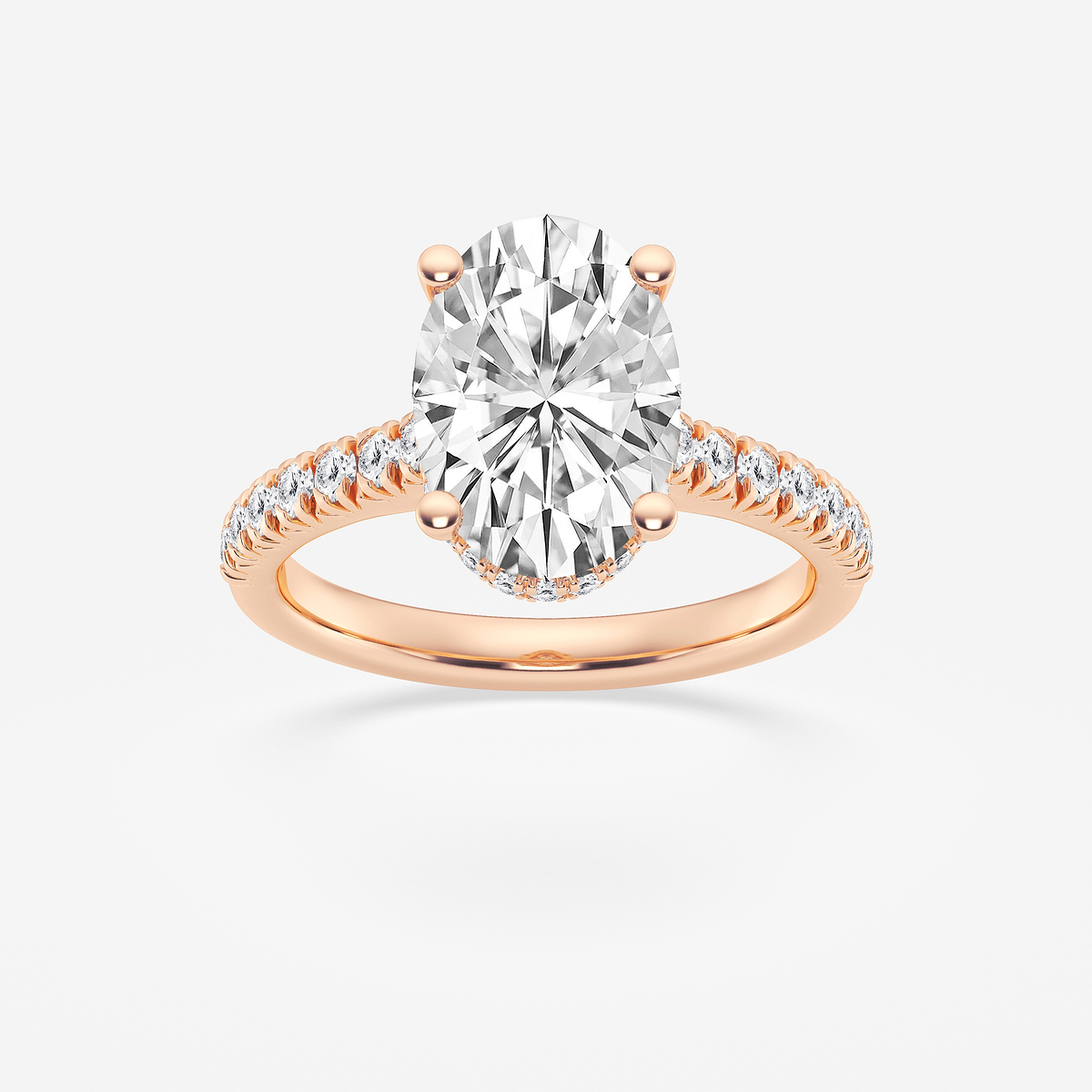 3 1/2 ctw Oval Lab Grown Diamond Hidden Halo Engagement Ring