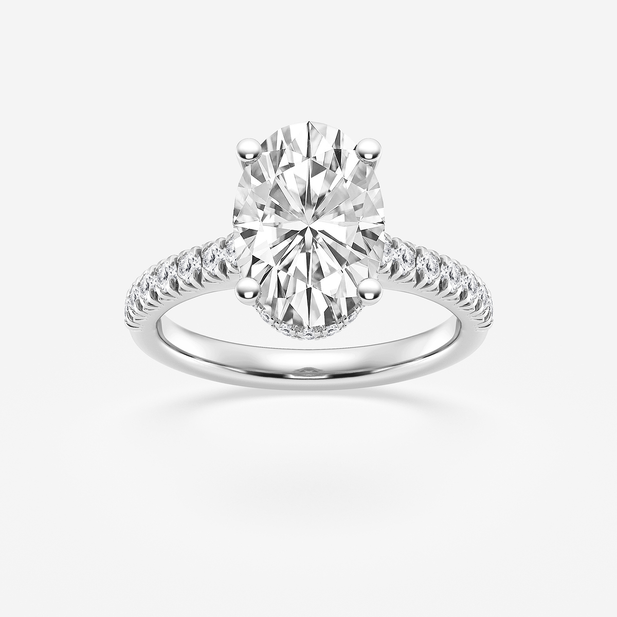 3 1/2 ctw Oval Lab Grown Diamond Hidden Halo Engagement Ring