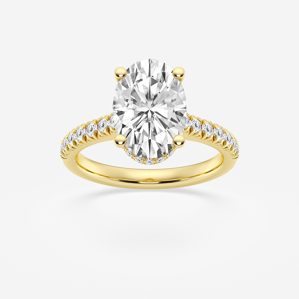 3 1/2 ctw Oval Lab Grown Diamond Hidden Halo Engagement Ring