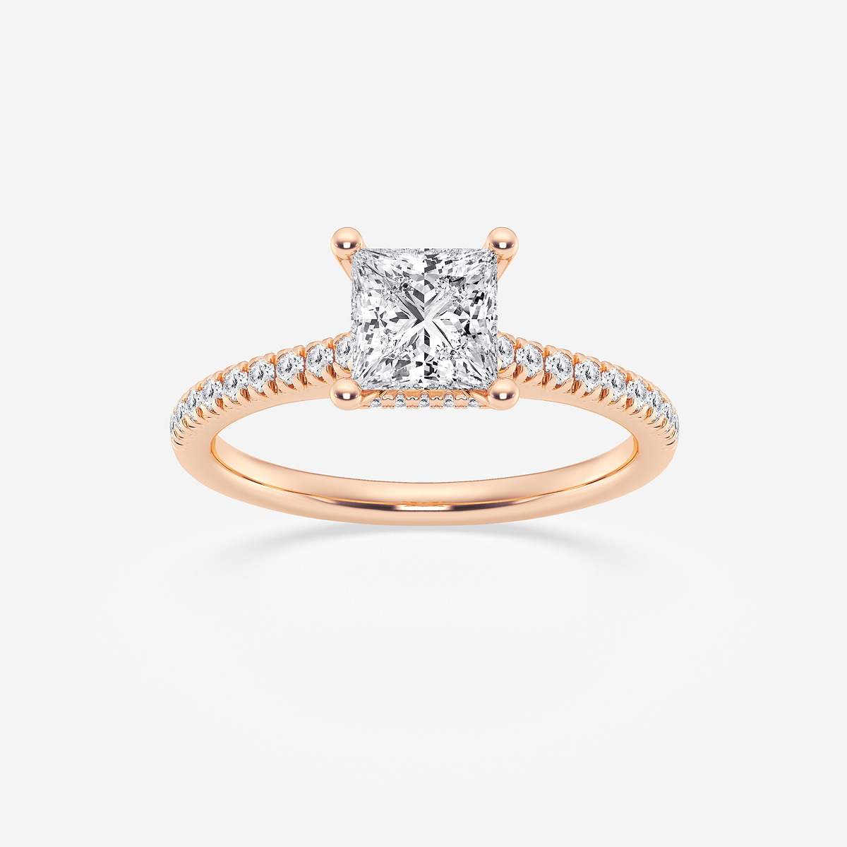 1 1/3 ctw Princess Lab Grown Diamond Hidden Halo Engagement Ring