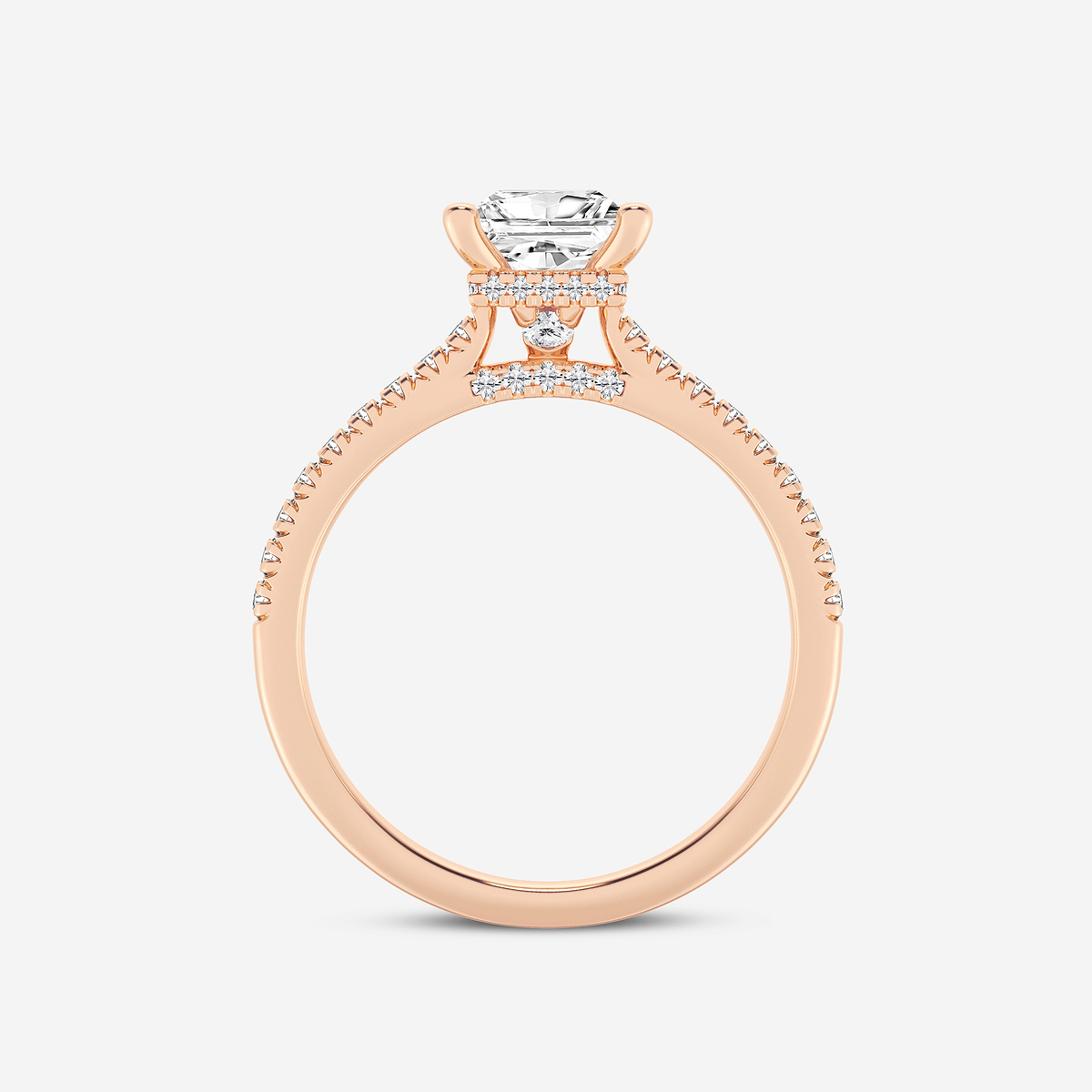 Additional Image 1 for  1 1/3 ctw Princess Lab Grown Diamond Hidden Halo Engagement Ring