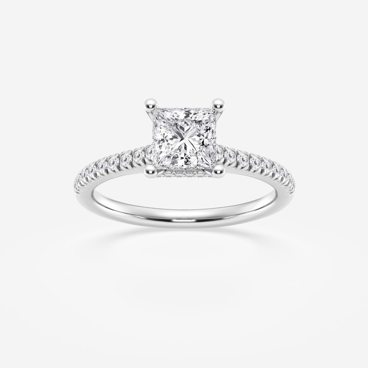 1 1/3 ctw Princess Lab Grown Diamond Hidden Halo Engagement Ring