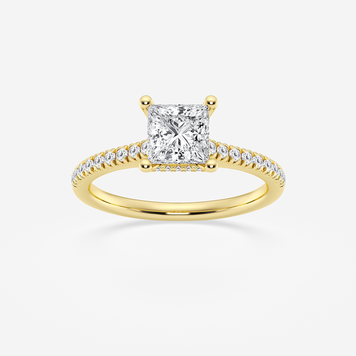 1 1/3 ctw Princess Lab Grown Diamond Hidden Halo Engagement Ring