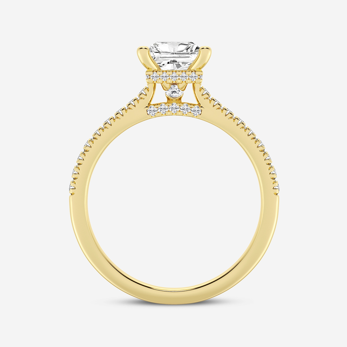 Additional Image 1 for  1 1/3 ctw Princess Lab Grown Diamond Hidden Halo Engagement Ring