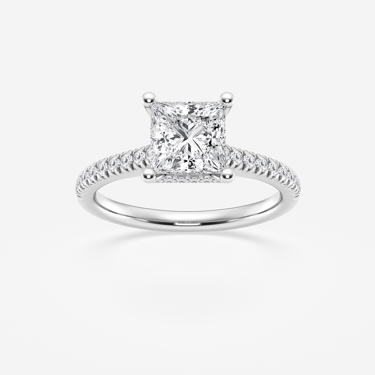 1 7/8 ctw Princess Lab Grown Diamond Hidden Halo Engagement Ring