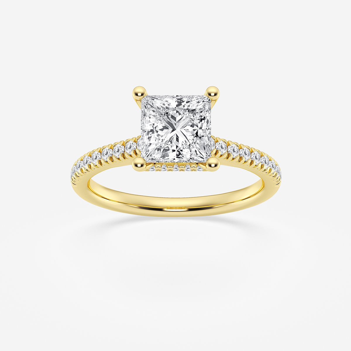 1 7/8 ctw Princess Lab Grown Diamond Hidden Halo Engagement Ring