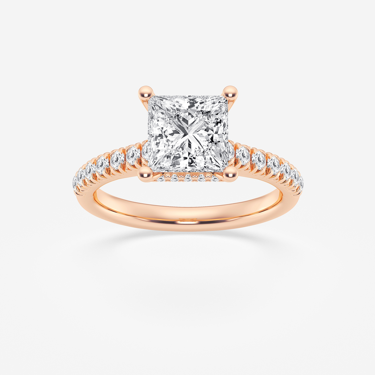 2 1/2 ctw Princess Lab Grown Diamond Hidden Halo Engagement Ring