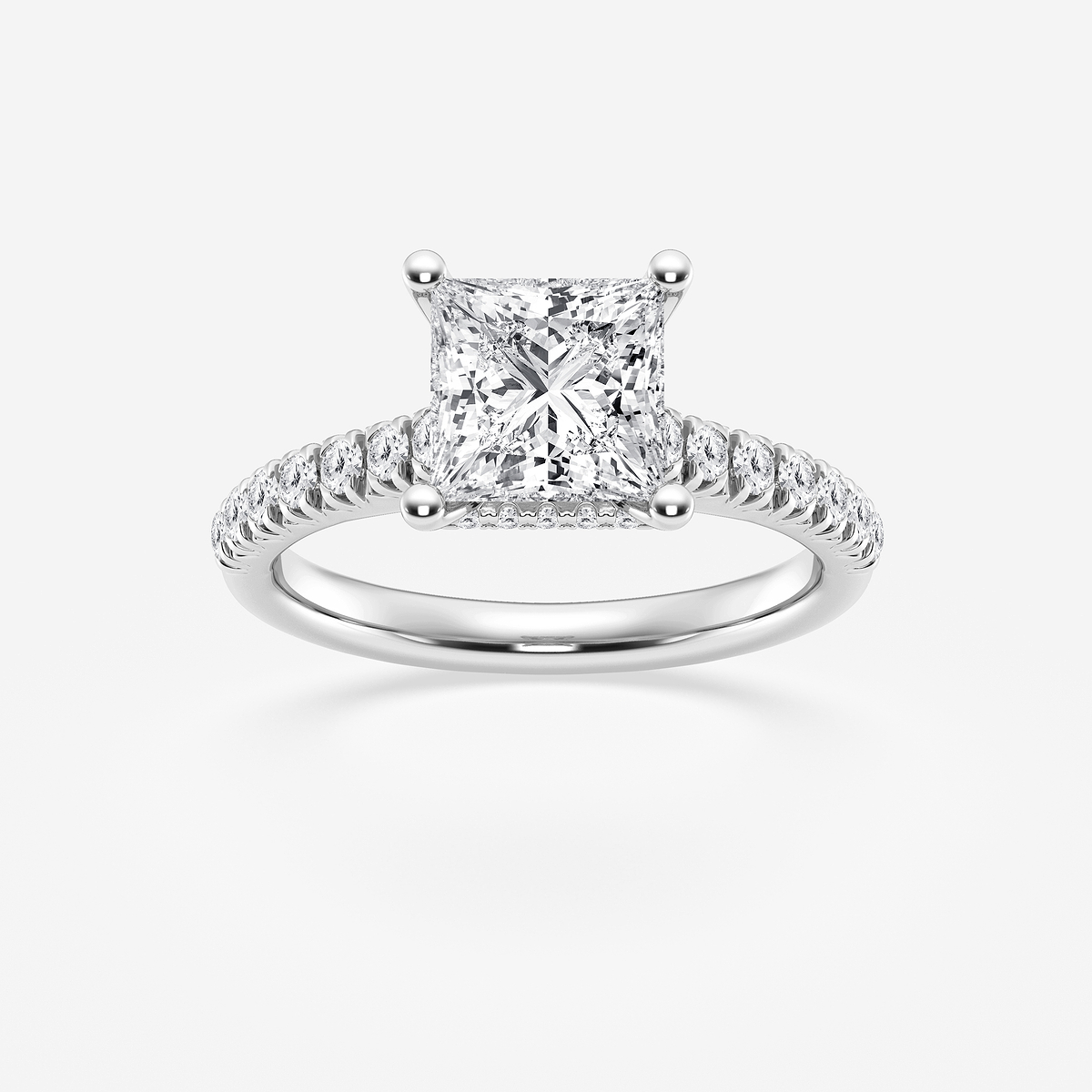 2 1/2 ctw Princess Lab Grown Diamond Hidden Halo Engagement Ring