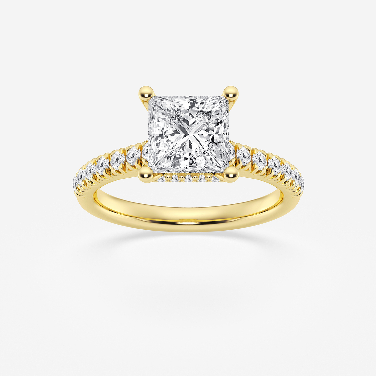 2 1/2 ctw Princess Lab Grown Diamond Hidden Halo Engagement Ring