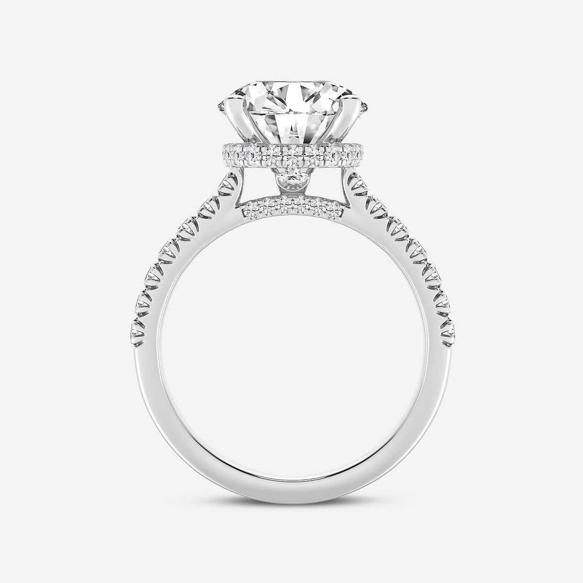 Additional Image 1 for  3 ctw Round Lab Grown Diamond Hidden Halo Engagement Ring