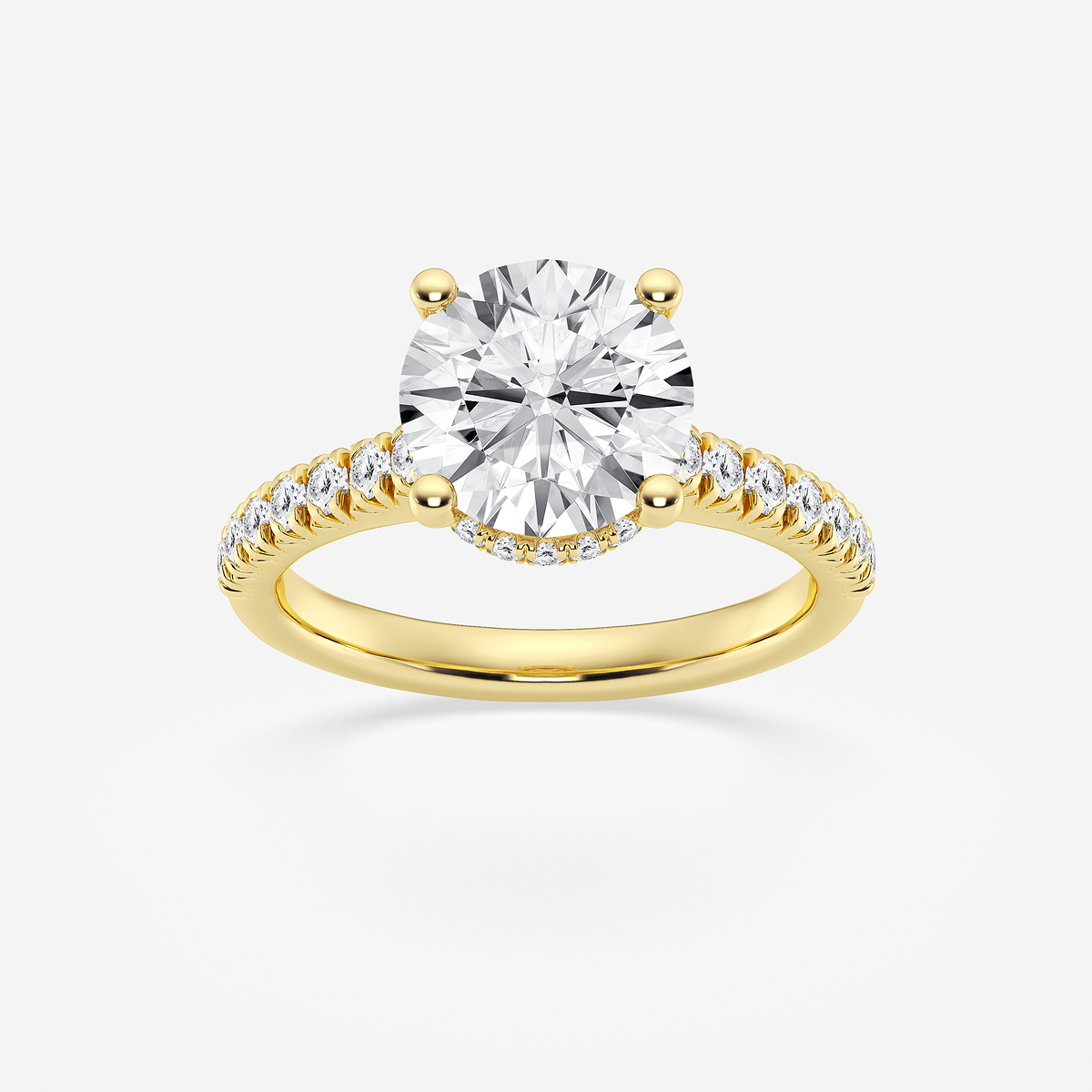 3 ctw Round Lab Grown Diamond Hidden Halo Engagement Ring
