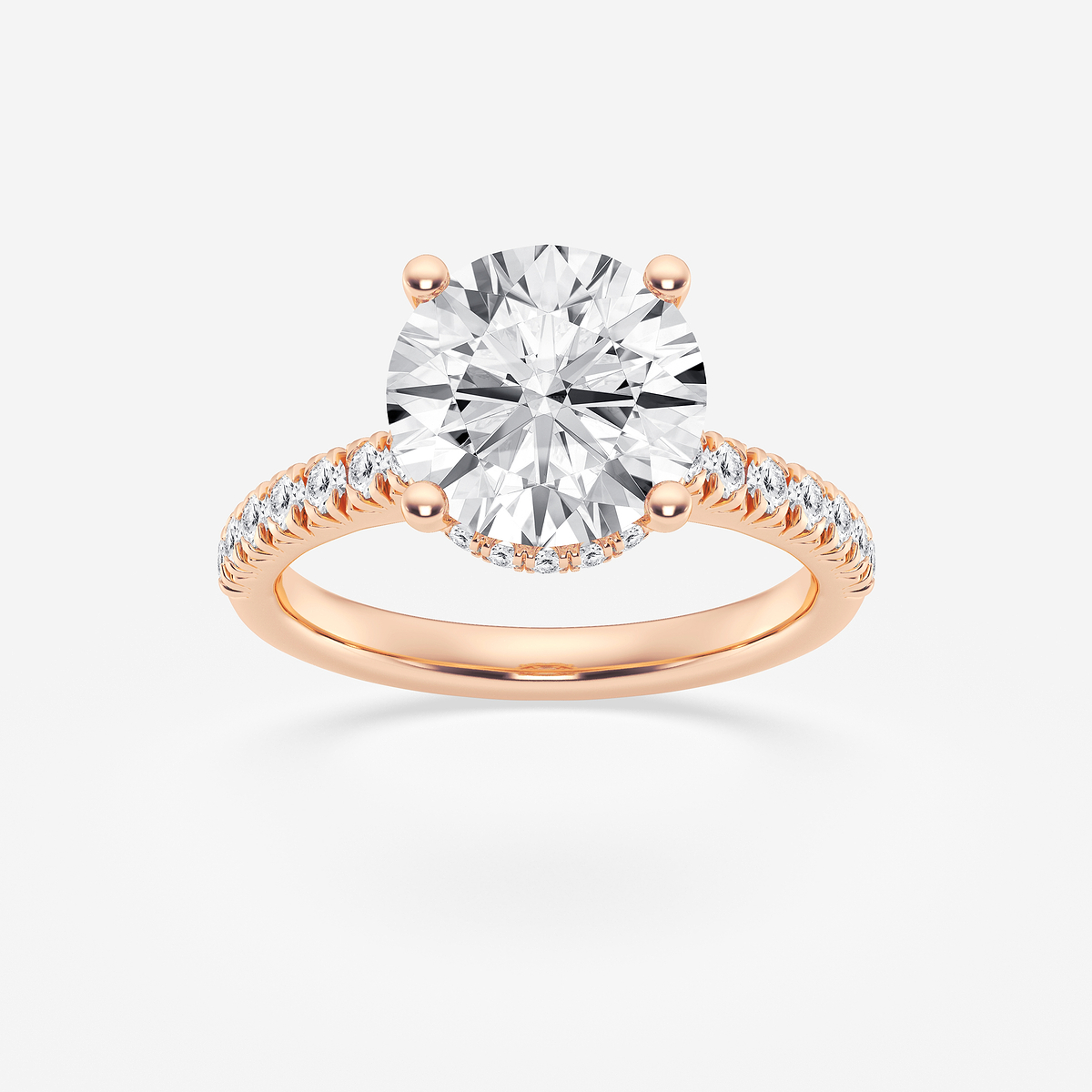 3 1/2 ctw Round Lab Grown Diamond Hidden Halo Engagement Ring