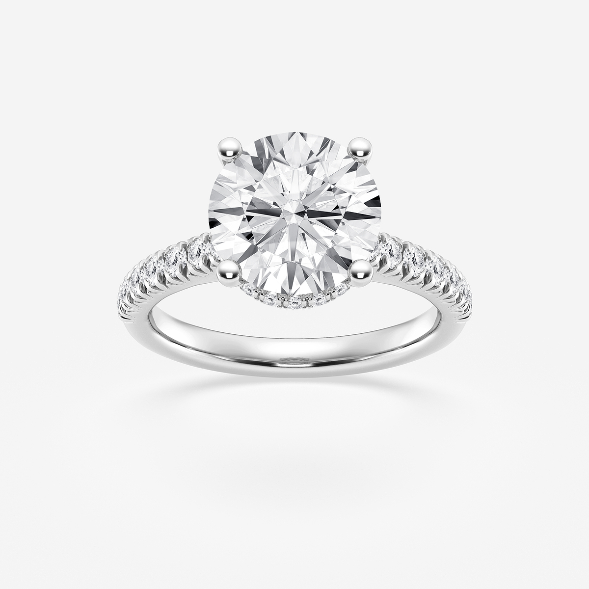 3 1/2 ctw Round Lab Grown Diamond Hidden Halo Engagement Ring