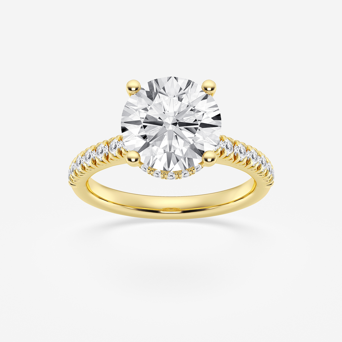 3 1/2 ctw Round Lab Grown Diamond Hidden Halo Engagement Ring