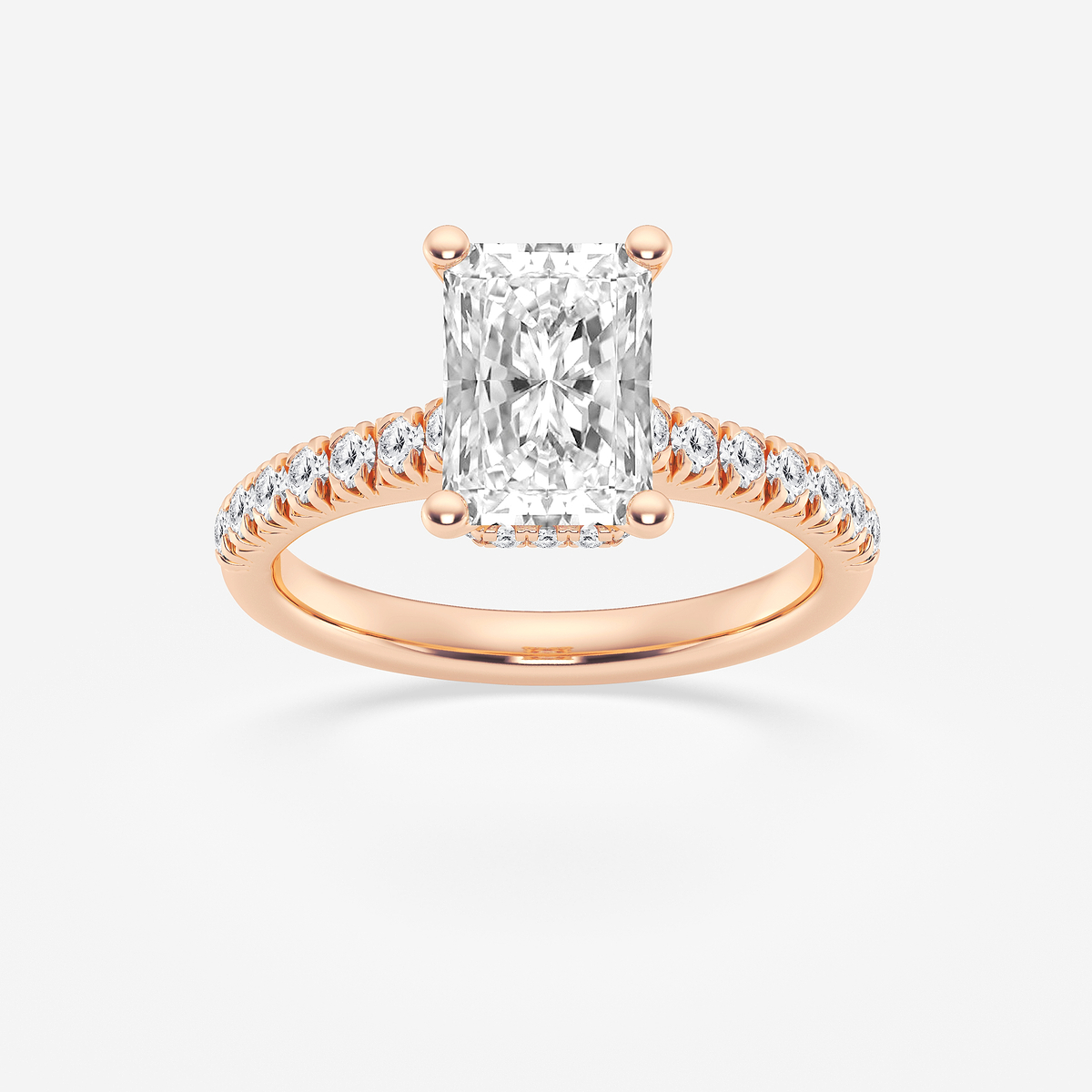 2 1/2 ctw Radiant Lab Grown Diamond Hidden Halo Engagement Ring