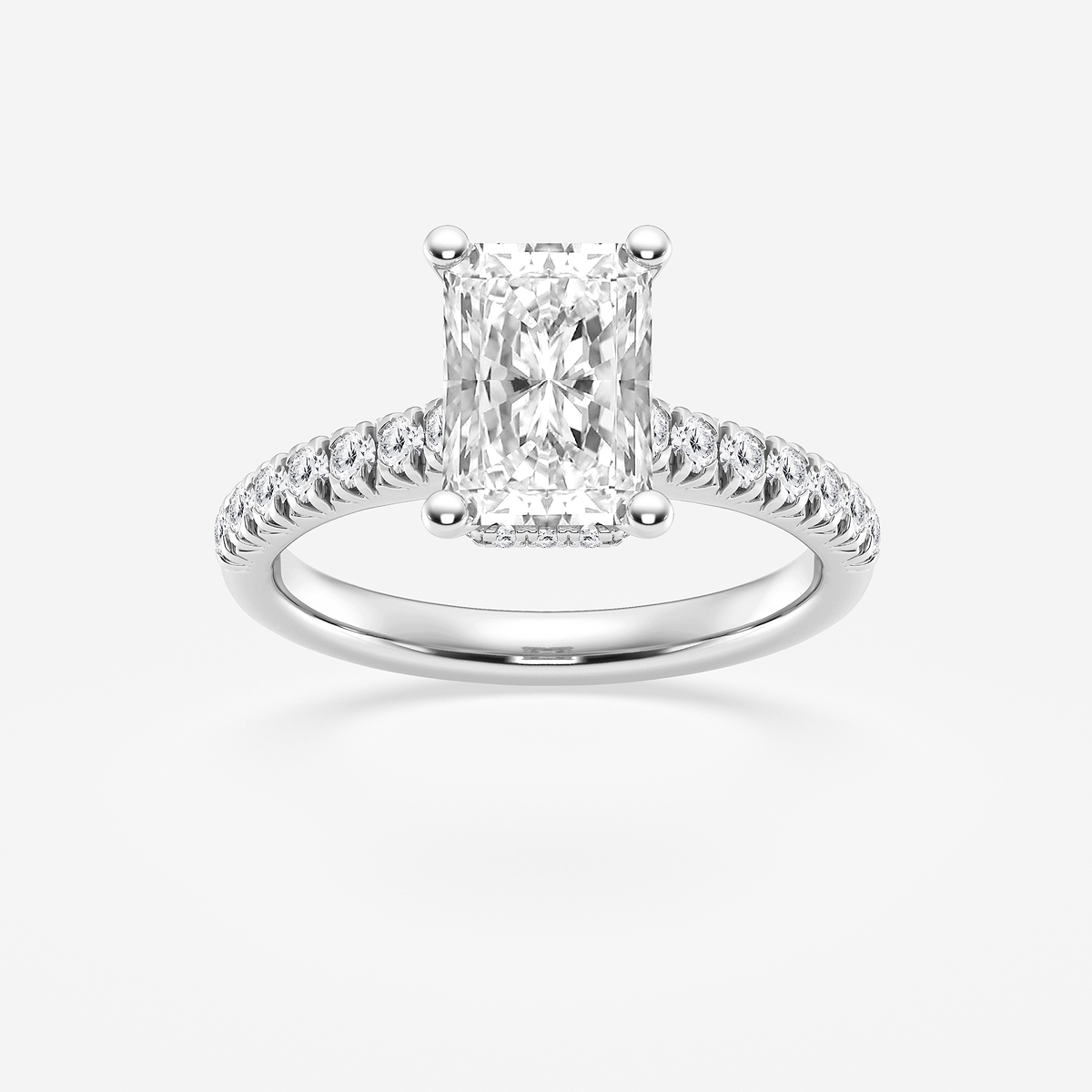 2 1/2 ctw Radiant Lab Grown Diamond Hidden Halo Engagement Ring