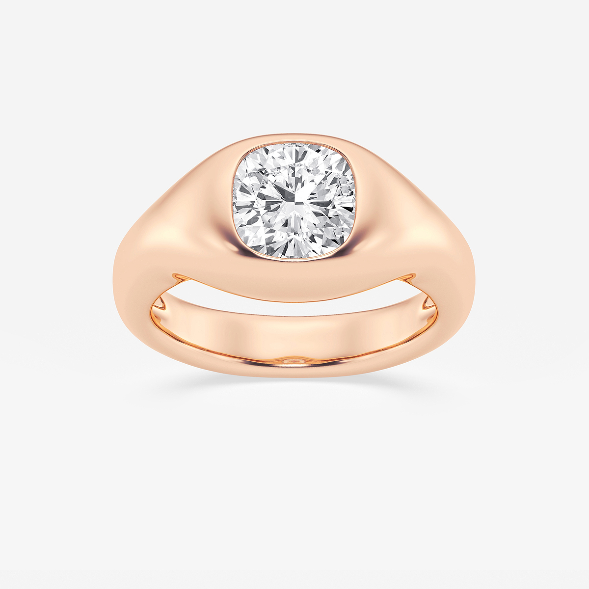 2 ctw Cushion Lab Grown Diamond Bold Bezel Solitaire Engagement Ring