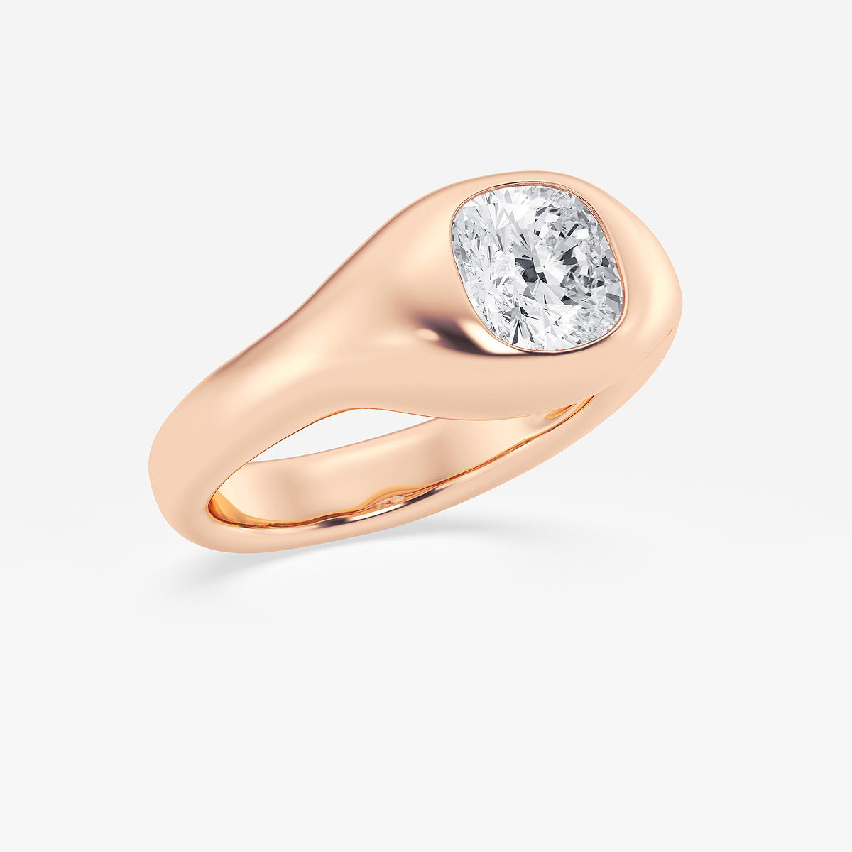 Additional Image 1 for  2 ctw Cushion Lab Grown Diamond Bold Bezel Solitaire Engagement Ring