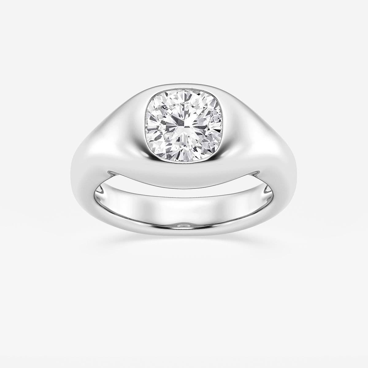 2 ctw Cushion Lab Grown Diamond Bold Bezel Solitaire Engagement Ring Platinum, F, VS2
