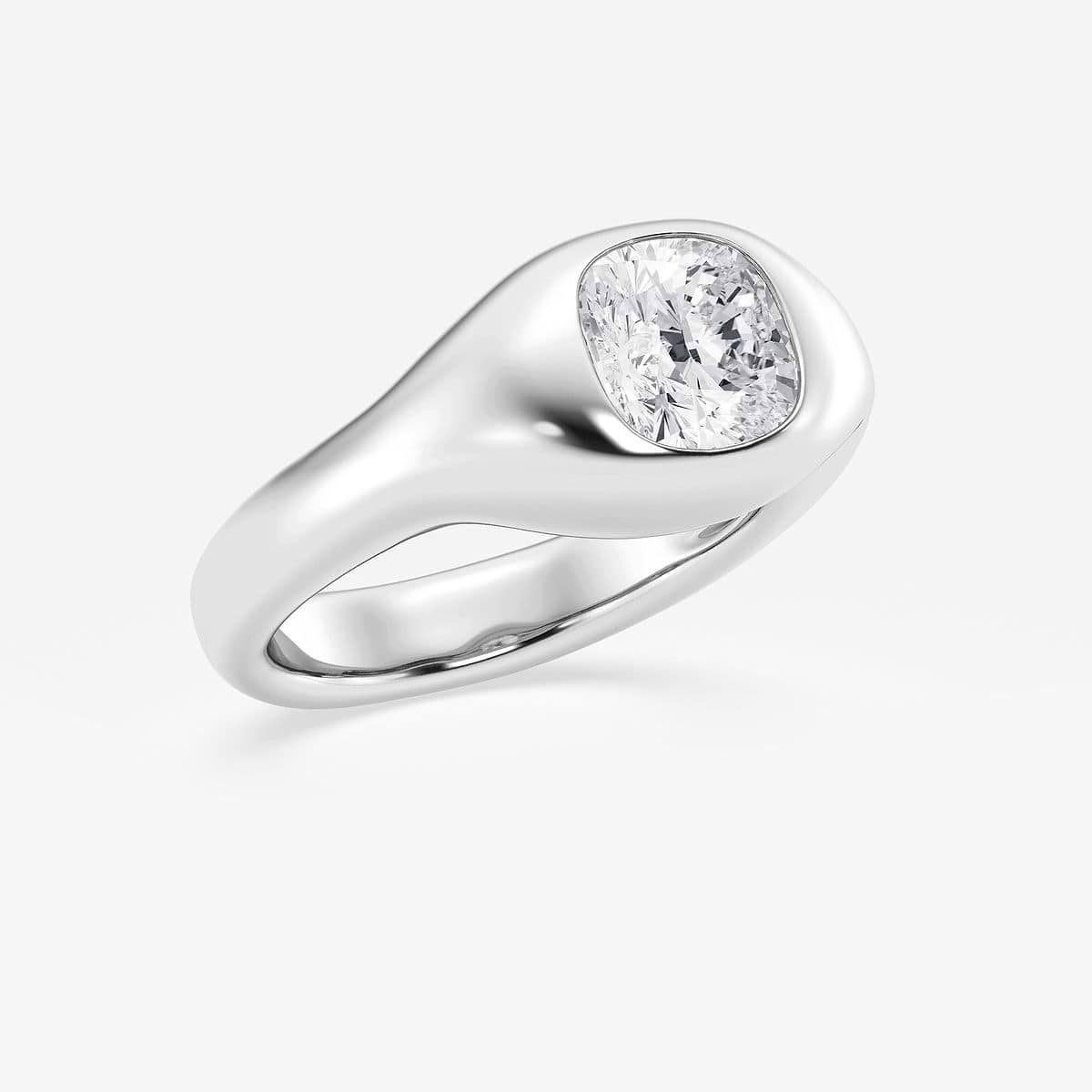 2 ctw Cushion Lab Grown Diamond Bold Bezel Solitaire Engagement Ring Platinum, F, VS2