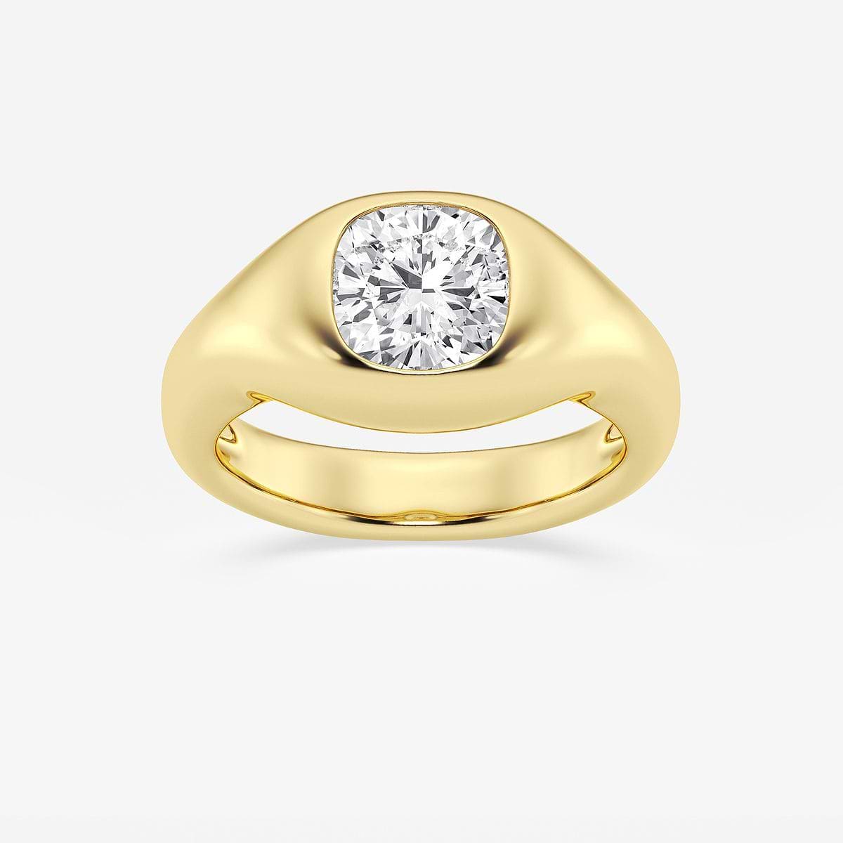 2 ctw Cushion Lab Grown Diamond Bold Bezel Solitaire Engagement Ring