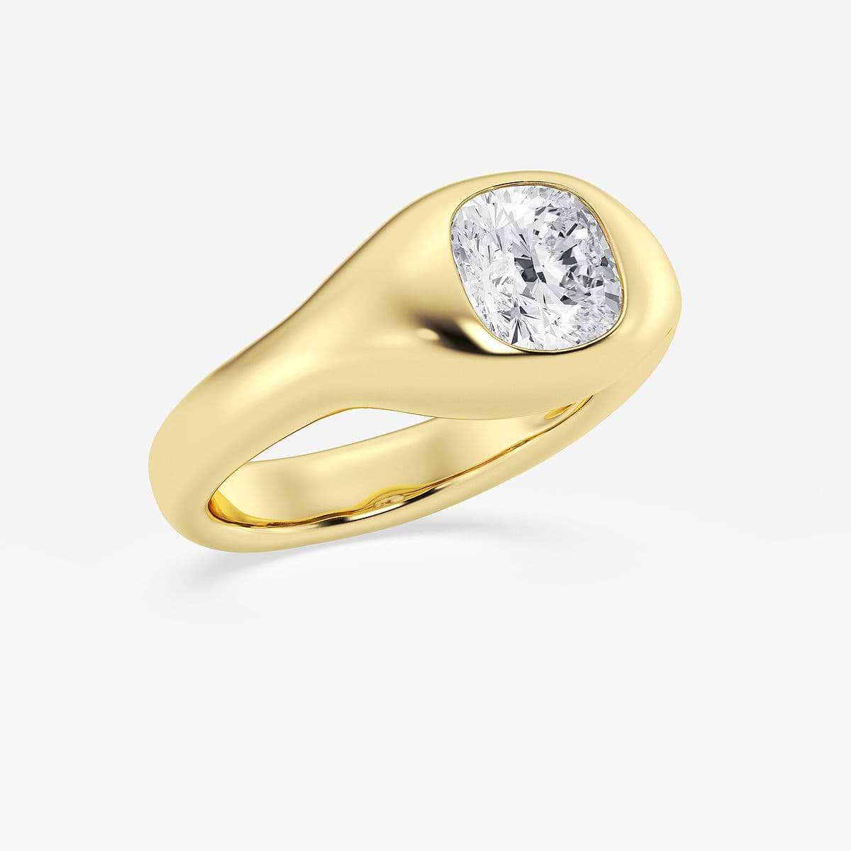 Additional Image 1 for  2 ctw Cushion Lab Grown Diamond Bold Bezel Solitaire Engagement Ring