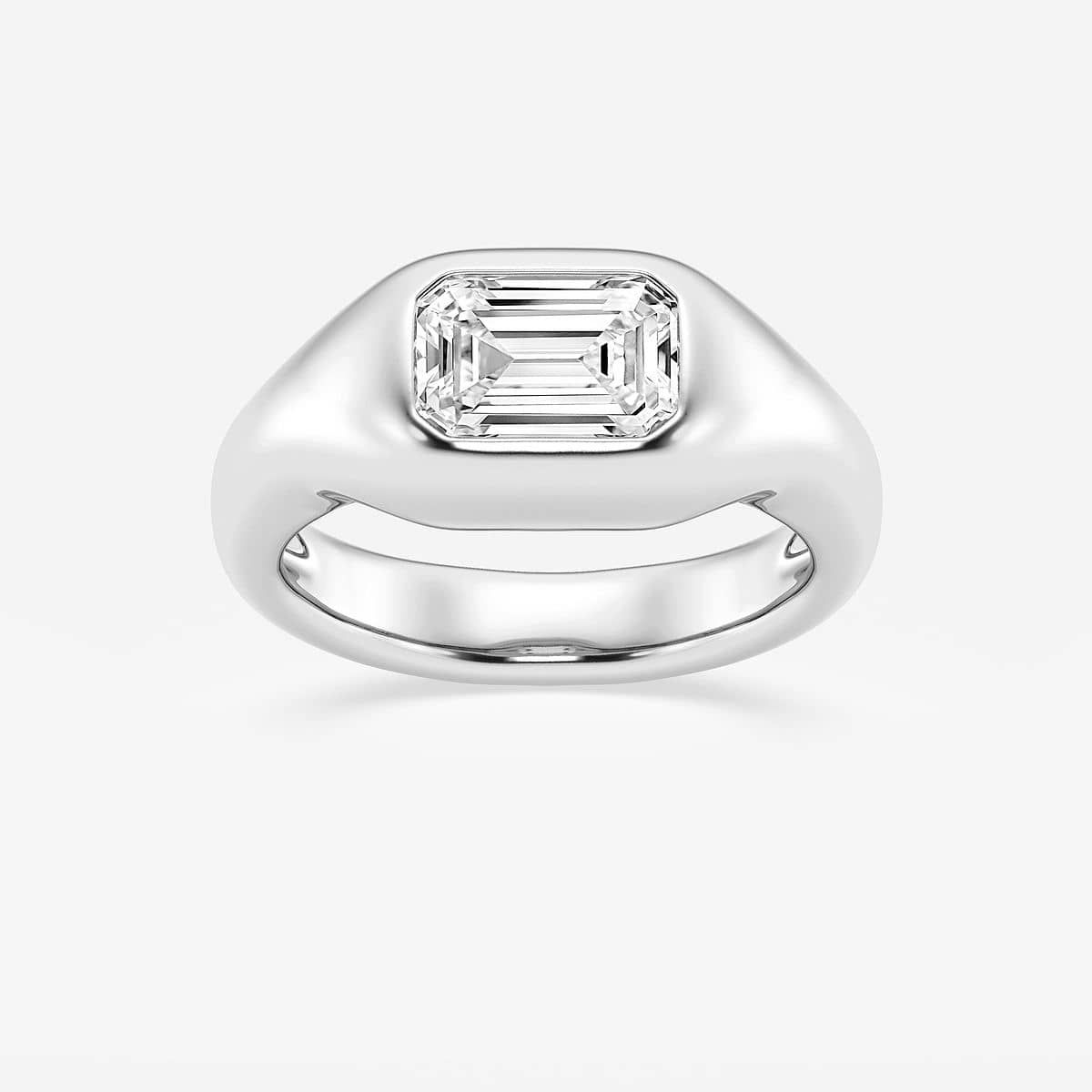 2 ctw Emerald Lab Grown Diamond Bold Bezel Solitaire Engagement Ring 14K White Gold, F, VS2
