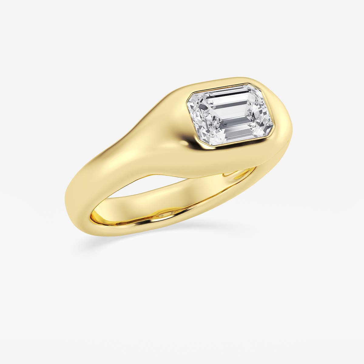Additional Image 1 for  2 ctw Emerald Lab Grown Diamond Bold Bezel Solitaire Engagement Ring