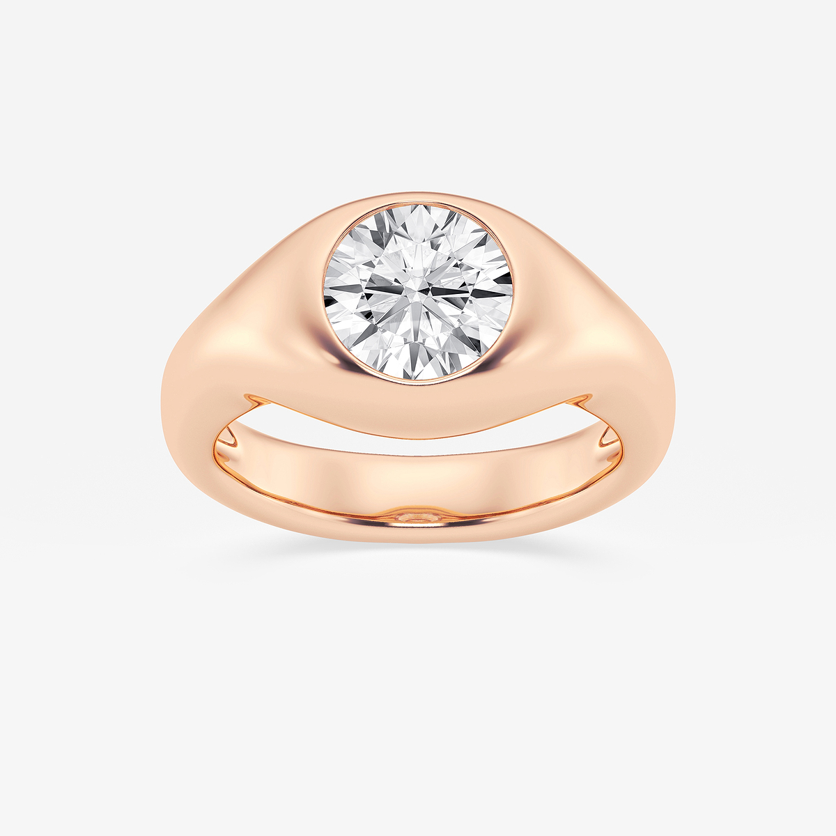 2 ctw Round Lab Grown Diamond Bold Bezel Solitaire Engagement Ring