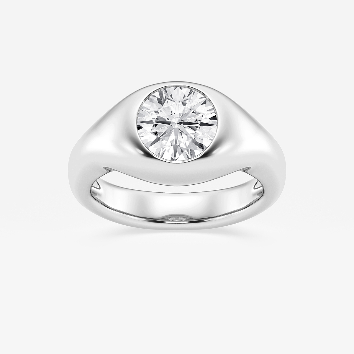 2 ctw Round Lab Grown Diamond Bold Bezel Solitaire Engagement Ring